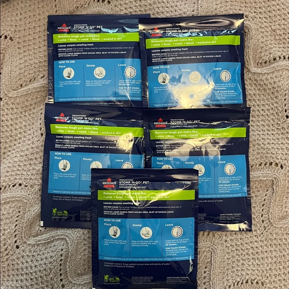 Bissell Stomp 'N Go Pet Stain Lifting Pads - Blue and Green